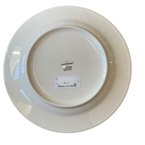 Grace Teaware Fine Porcelain 9in Salad Plates Aqua Blue Floral Set of 4 New - Picture 5 of 15